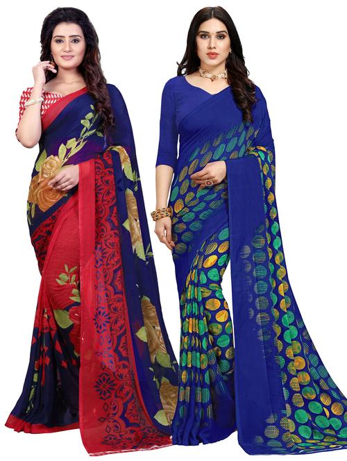women pack of 2 casual wear sarees with blouse - 21476963 - Very Small Image - 1