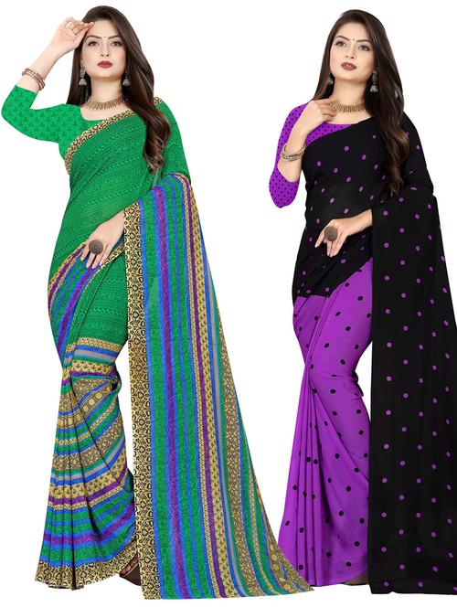 women pack of 2 casual wear sarees with blouse - 21476965 - Very Small Image - 1