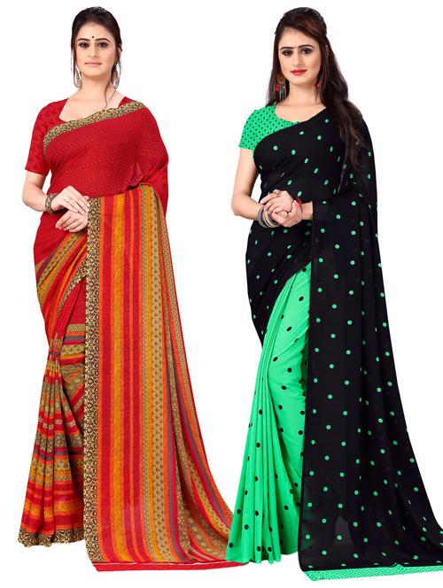 women pack of 2 casual wear sarees with blouse - 21476967 - Very Small Image - 1