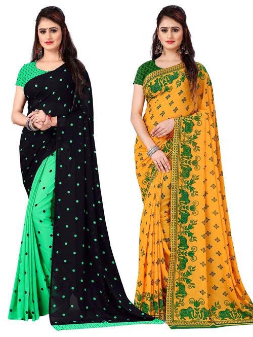 pack of 2 printed casual wear sarees with blouse - 21476971 - Very Small Image - 1