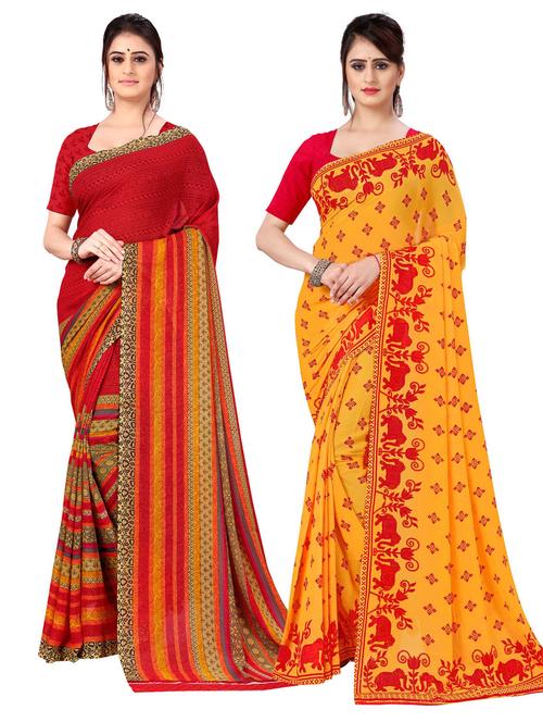 women pack of 2 casual wear sarees with blouse - 21476972 - Very Small Image - 1