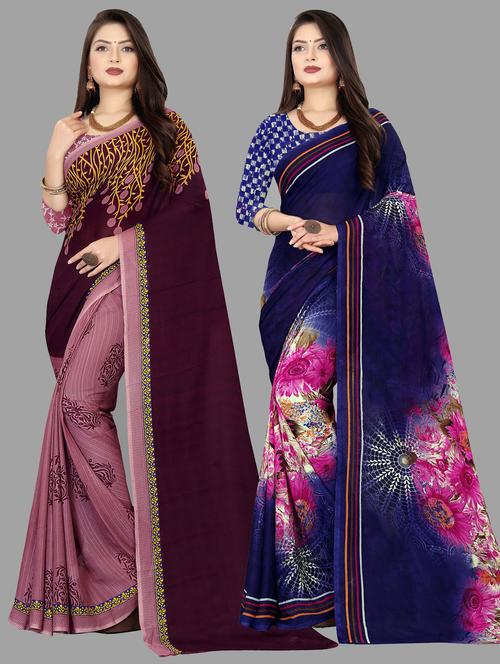 women pack of 2 casual wear combo sarees with blouse - 21476974 - Very Small Image - 1
