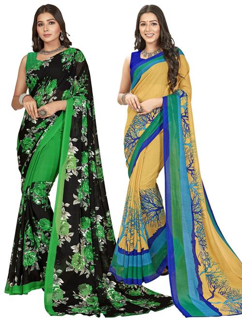 pack of 2 printed casual wear sarees with blouse - 21476978 - Very Small Image - 1
