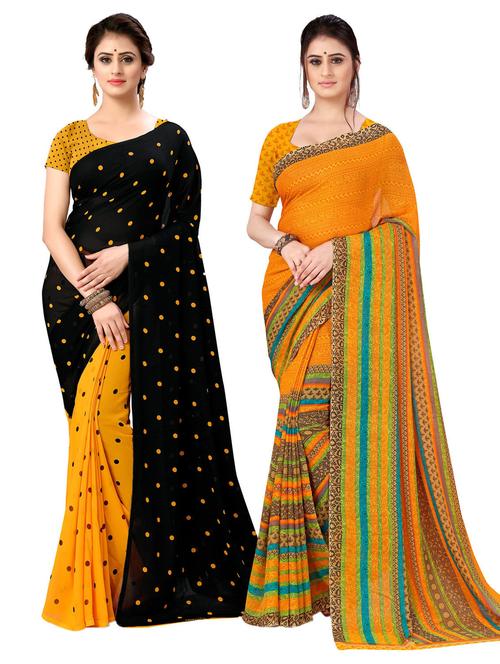 pack of 2 printed casual wear sarees with blouse - 21476979 - Very Small Image - 1