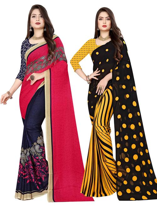 women pack of 2 printed casual wear saree with blouse - 21476984 - Very Small Image - 1