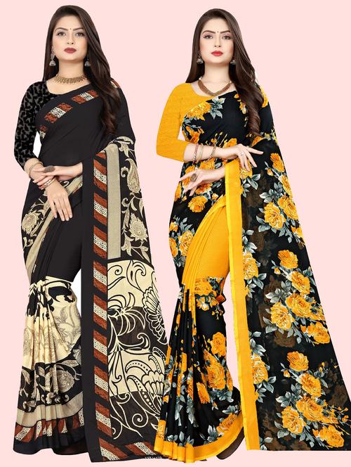women pack of 2 casual wear sarees with blouse - 21476988 - Very Small Image - 1