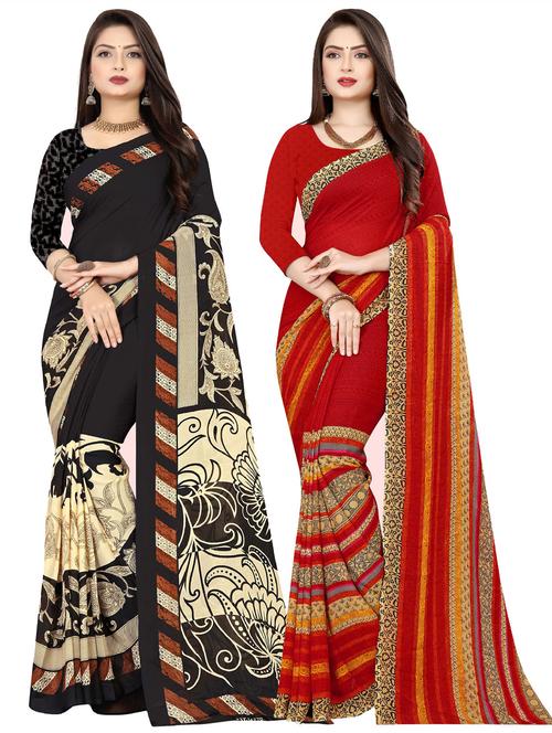 women pack of 2 casual wear combo sarees with blouse - 21476989 - Very Small Image - 1