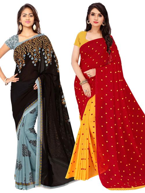 women pack of 2 casual wear combo sarees with blouse - 21476992 - Very Small Image - 1