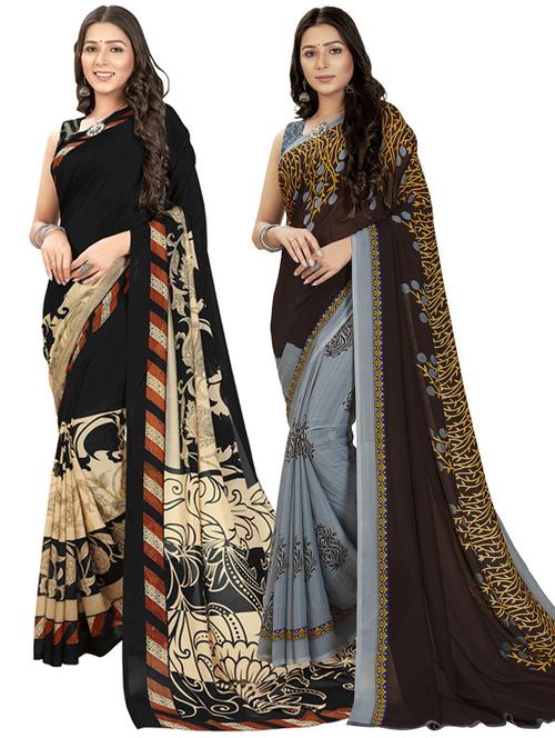 women pack of 2 casual wear combo sarees with blouse - 21476995 - Very Small Image - 1