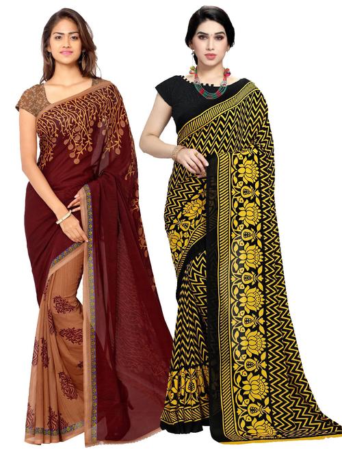 pack of 2 printed casual wear sarees with blouse - 21477016 - Very Small Image - 1