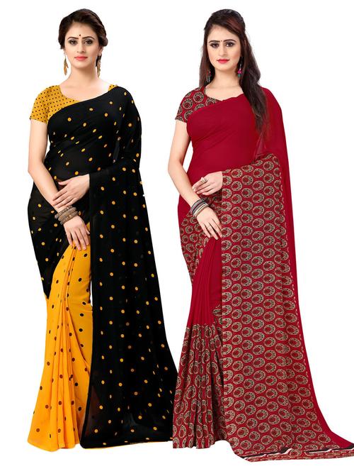 women pack of 2 casual wear combo sarees with blouse - 21477017 - Very Small Image - 1