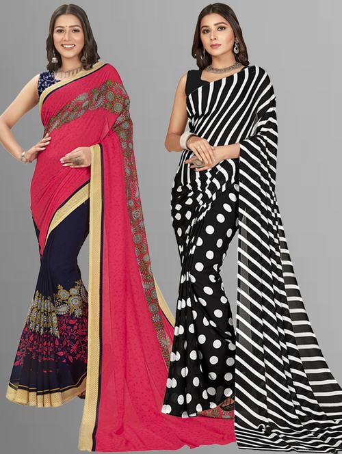 women pack of 2 casual wear combo sarees with blouse - 21477018 - Very Small Image - 1