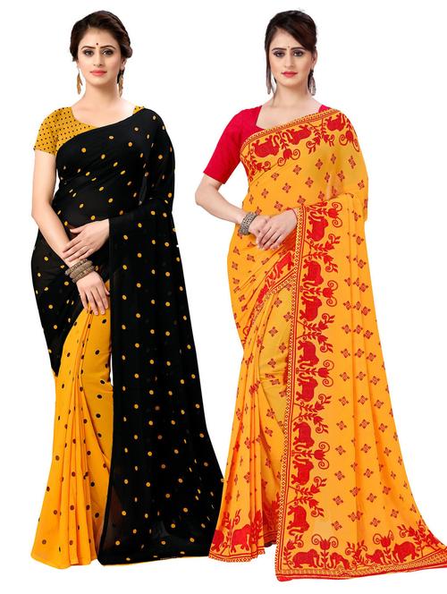 women pack of 2 printed casual wear saree with blouse - 21477019 - Very Small Image - 1