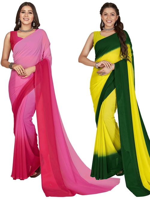 women pack of 2 casual wear combo sarees with blouse - 21477020 - Very Small Image - 1