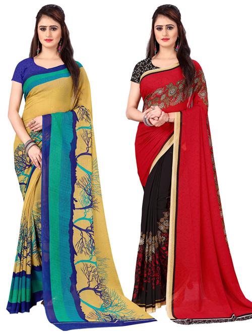 women pack of 2 printed casual wear saree with blouse - 21477021 - Very Small Image - 1