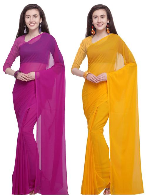 women pack of 2 casual wear combo sarees with blouse - 21477024 - Very Small Image - 1