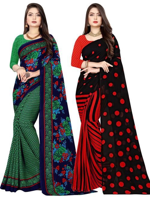 women pack of 2 casual wear sarees with blouse - 21477027 - Very Small Image - 1