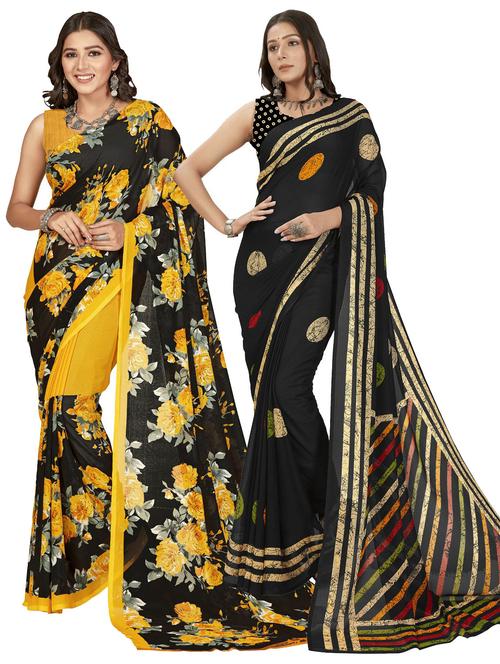 women pack of 2 casual wear combo sarees with blouse - 21477029 - Very Small Image - 1