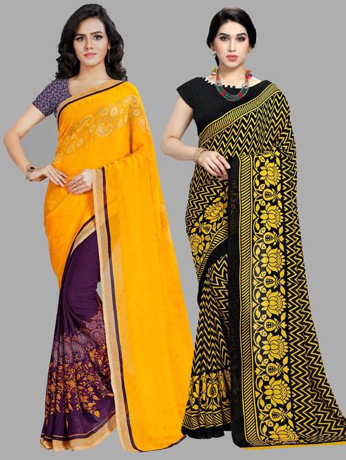women pack of 2 casual wear combo sarees with blouse - 21477031 - Very Small Image - 1
