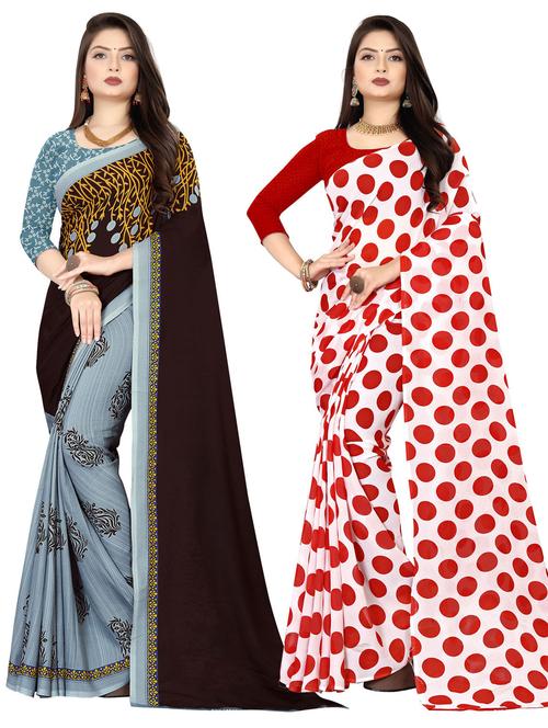 women pack of 2 casual wear combo sarees with blouse - 21477034 - Very Small Image - 1