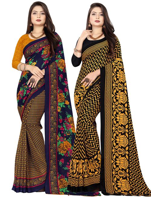 women pack of 2 casual wear combo sarees with blouse - 21477035 - Very Small Image - 1
