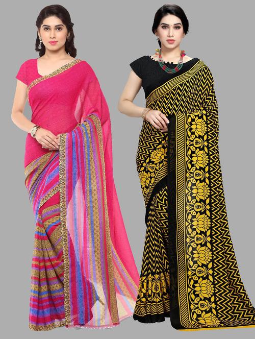 women pack of 2 casual wear combo sarees with blouse - 21477037 - Very Small Image - 1