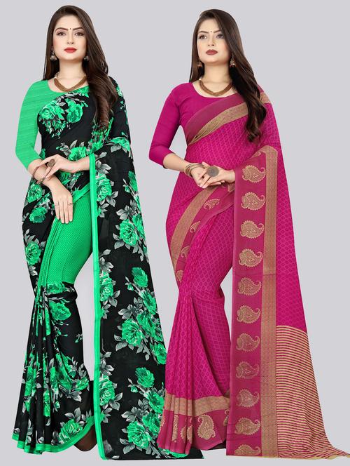 women pack of 2 casual wear combo sarees with blouse - 21477042 - Very Small Image - 1