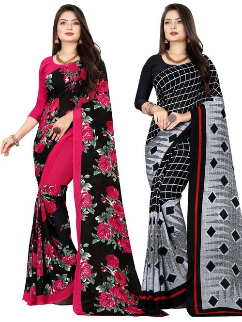 women pack of 2 casual wear sarees with blouse - 21477044 - Very Small Image - 1