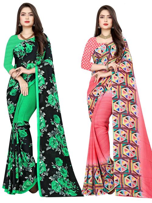 women pack of 2 printed casual wear saree with blouse - 21477048 - Very Small Image - 1