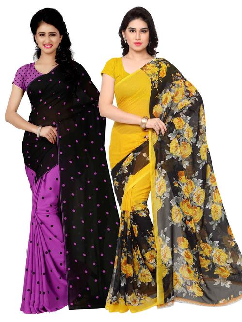 women pack of 2 casual wear combo sarees with blouse - 21477054 - Very Small Image - 1