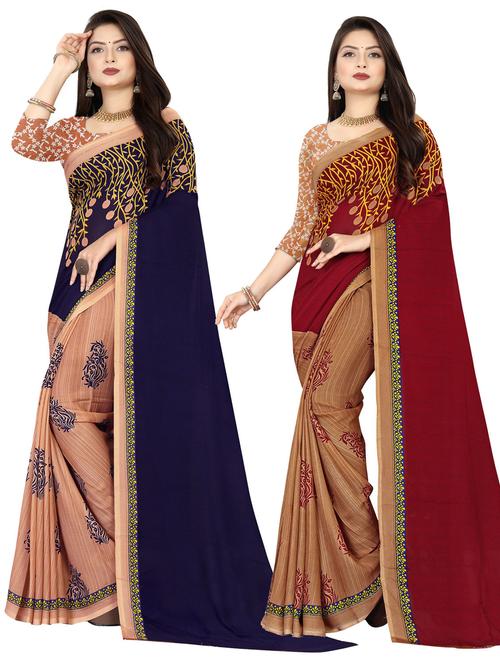 women pack of 2 printed casual wear saree with blouse - 21477057 - Very Small Image - 1