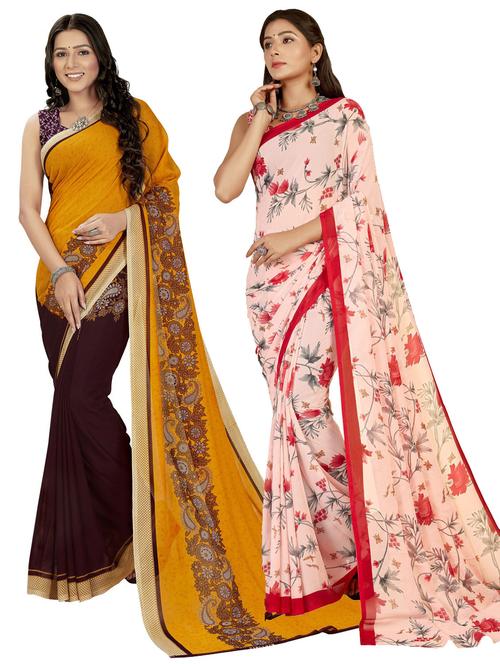 women pack of 2 casual wear combo sarees with blouse - 21477058 - Very Small Image - 1
