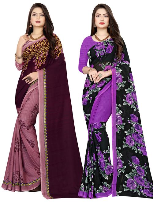 women pack of 2 casual wear combo sarees with blouse - 21477064 - Very Small Image - 1