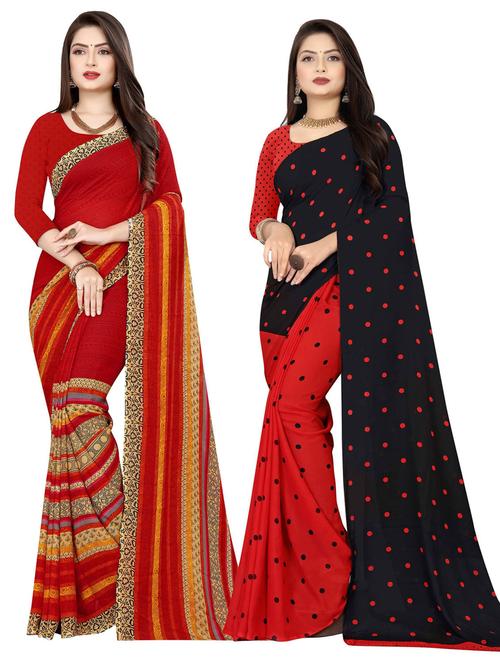 women pack of 2 casual wear combo sarees with blouse - 21477071 - Very Small Image - 1