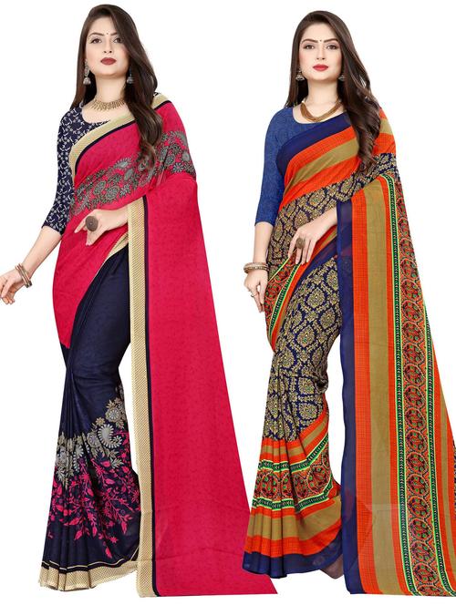 women pack of 2 casual wear combo sarees with blouse - 21477075 - Very Small Image - 1