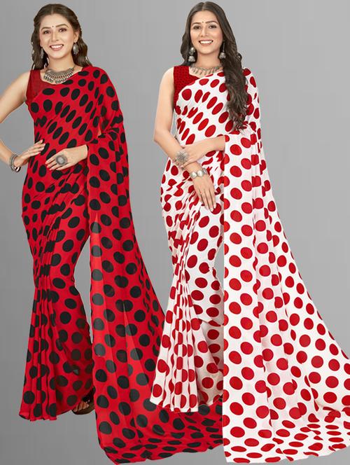 women pack of 2 printed casual wear saree with blouse - 21477076 - Very Small Image - 1