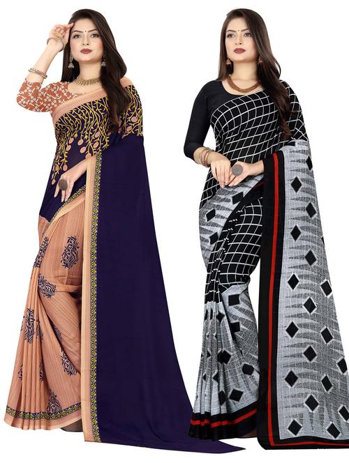 women pack of 2 casual wear combo sarees with blouse - 21477078 - Very Small Image - 1