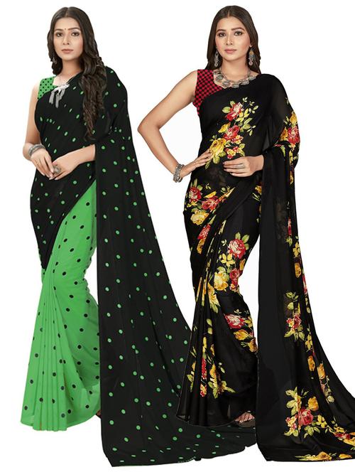 women pack of 2 casual wear combo sarees with blouse - 21477079 - Very Small Image - 1