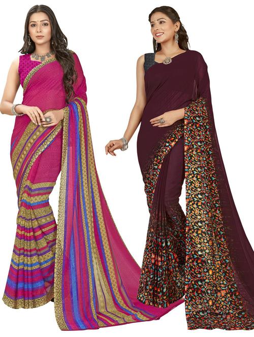 women pack of 2 casual wear combo sarees with blouse - 21477088 - Very Small Image - 1