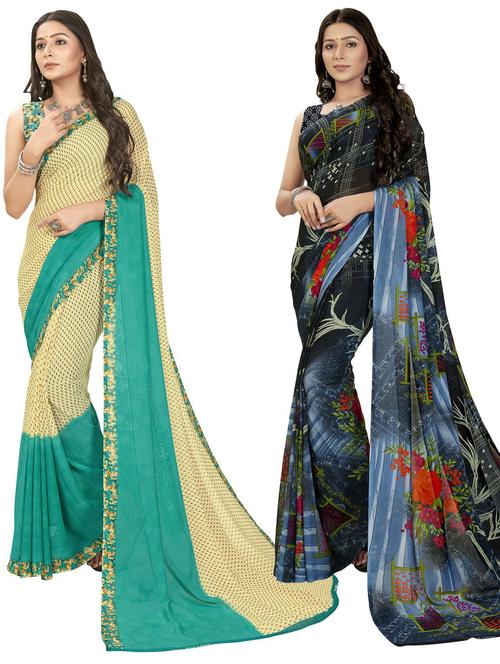 women pack of 2 casual wear combo sarees with blouse - 21477093 - Very Small Image - 1