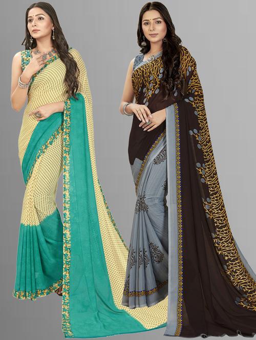 women pack of 2 casual wear combo sarees with blouse - 21477099 - Very Small Image - 1