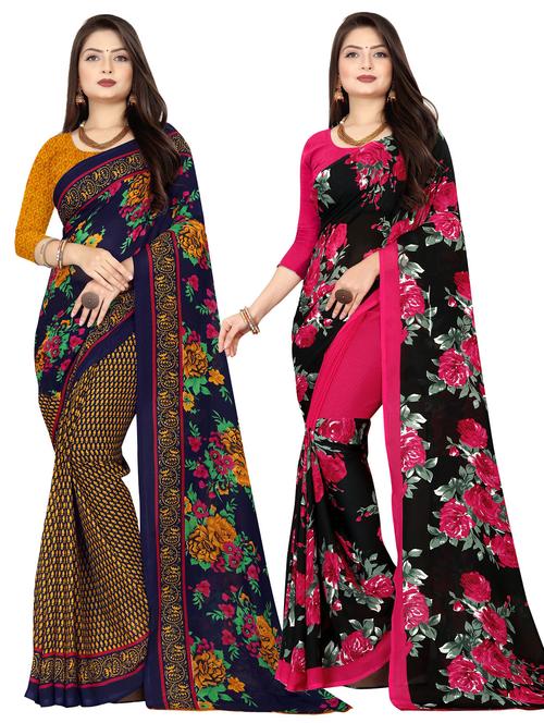 women pack of 2 casual wear combo sarees with blouse - 21477103 - Very Small Image - 1