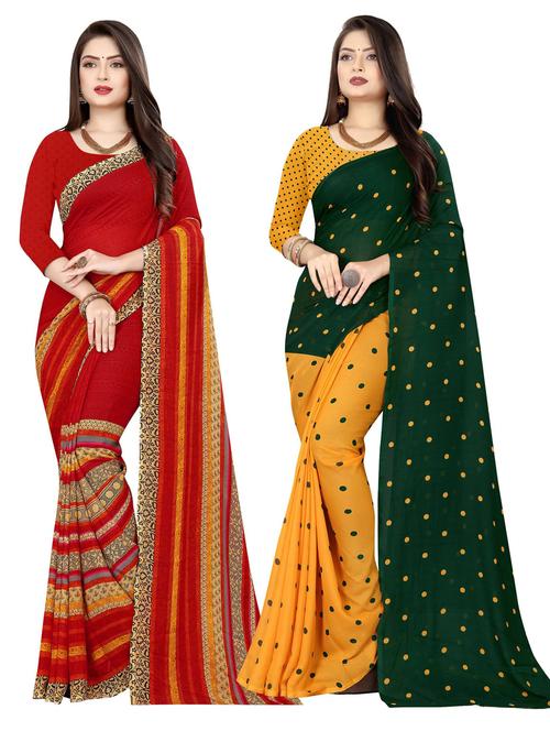 women pack of 2 casual wear combo sarees with blouse - 21477105 - Very Small Image - 1