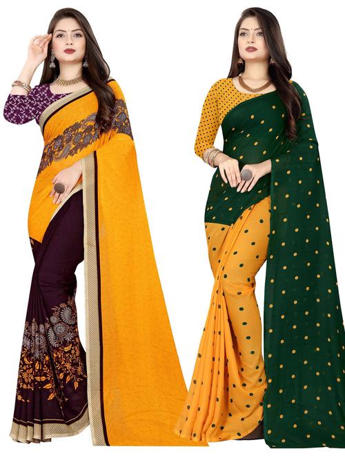 women pack of 2 casual wear combo sarees with blouse - 21477108 - Very Small Image - 1