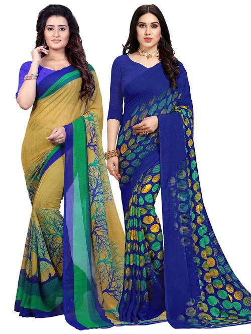 women pack of 2 casual wear combo sarees with blouse - 21477122 - Very Small Image - 1