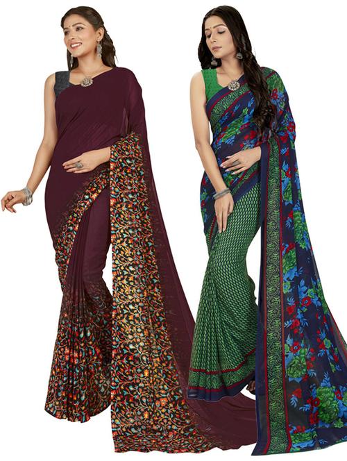women pack of 2 casual wear combo sarees with blouse - 21477126 - Very Small Image - 1