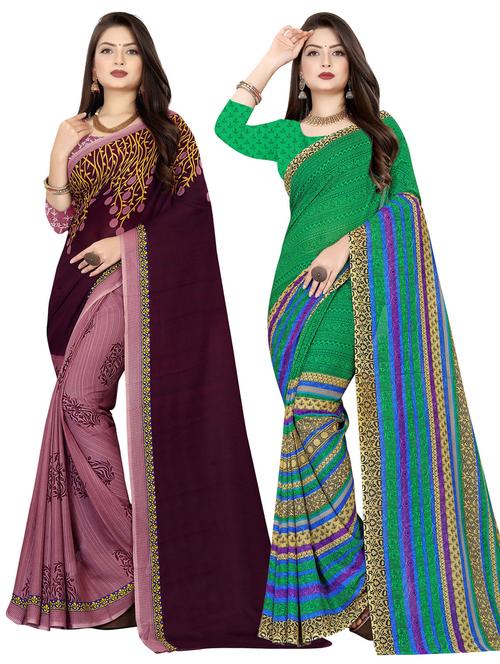 women pack of 2 casual wear combo sarees with blouse - 21477136 - Very Small Image - 1