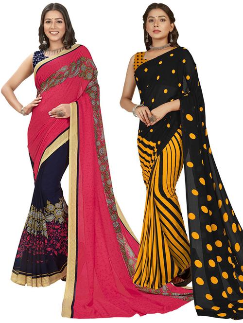 women pack of 2 casual wear combo sarees with blouse - 21477137 - Very Small Image - 1