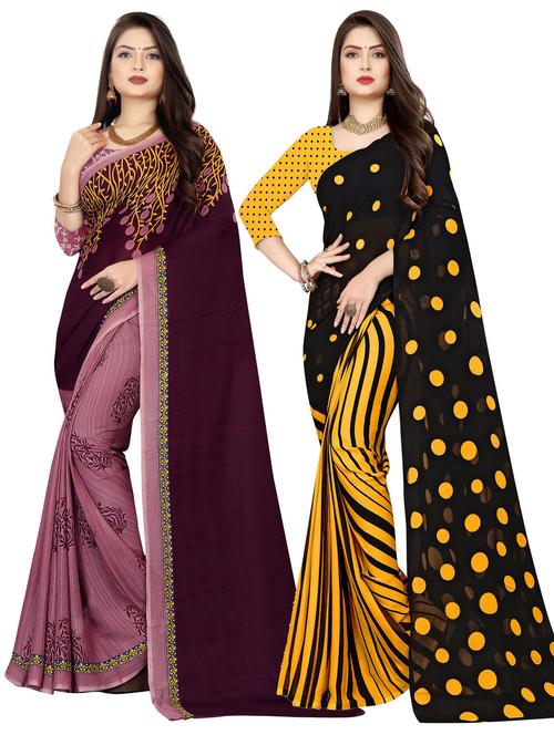 women pack of 2 casual wear combo sarees with blouse - 21477138 - Very Small Image - 1