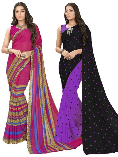 women pack of 2 casual wear combo sarees with blouse - 21477139 - Very Small Image - 1